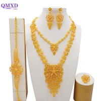 arabia dubai 24k gold plated jewelry sets for women ethiopian long gold necklace set african wedding party bridal gifts set