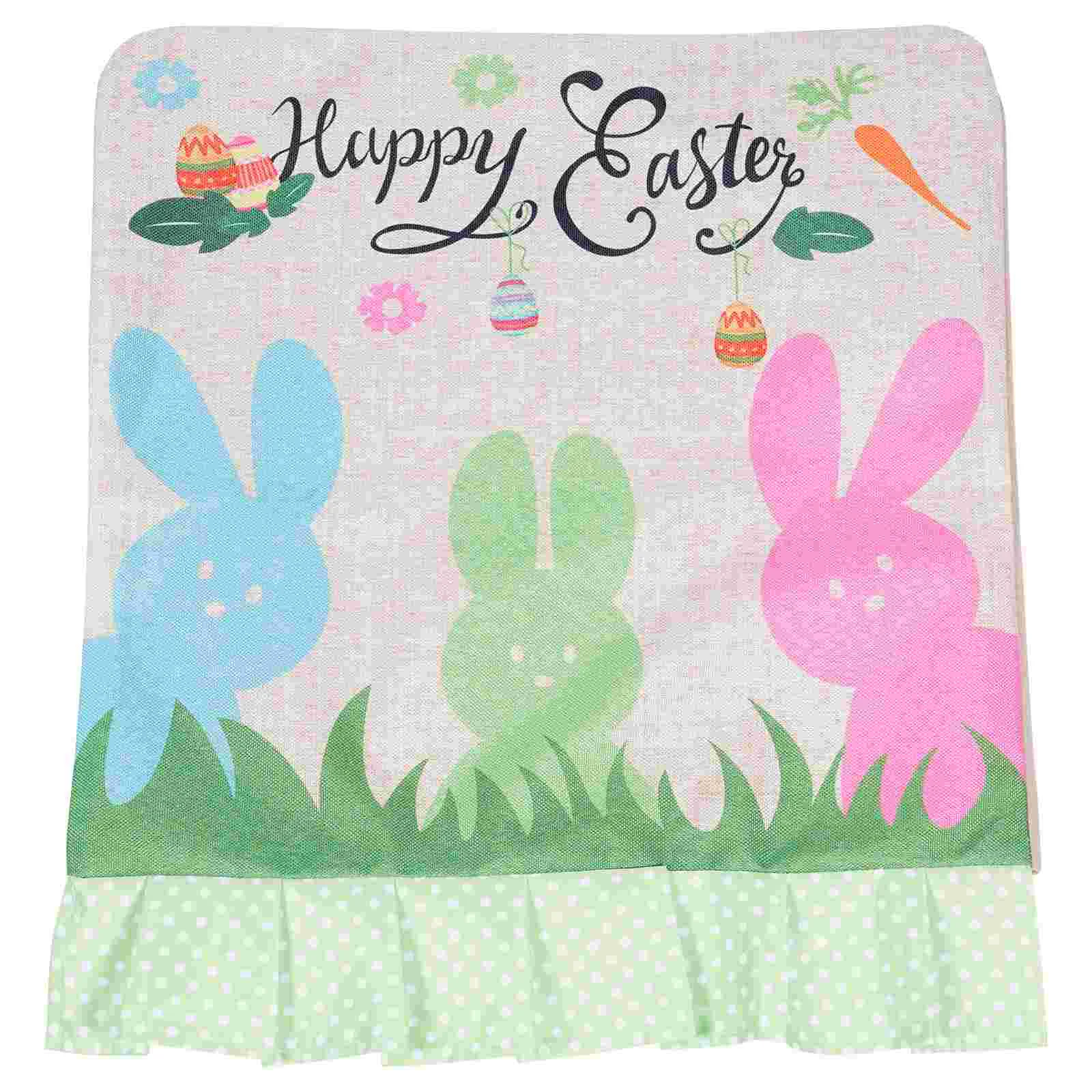 

Chair Easter Covers Slipcovers Cover Dining Seat Bunny Fabric Decoration Party Spring Rabbit Decor Gnome Dinning Protector Happy
