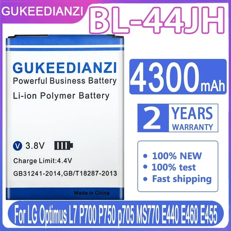 GUKEEDIANZI 4300 мАч BL-44JH Сменный аккумулятор для LG Optimus P705 L4 E440 E460 P700 LS860 MS770 LG730 US730 BL44JH