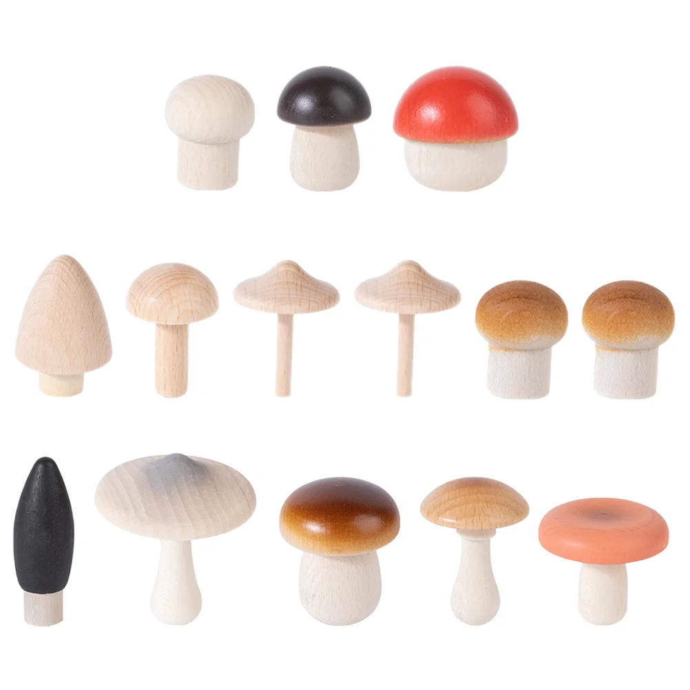 

1 Set Mushroom Simulation Mushroom Mini Mushroom Craft Wood Mushroom Statue Farmhouse Ornament for Indoor Home Desk
