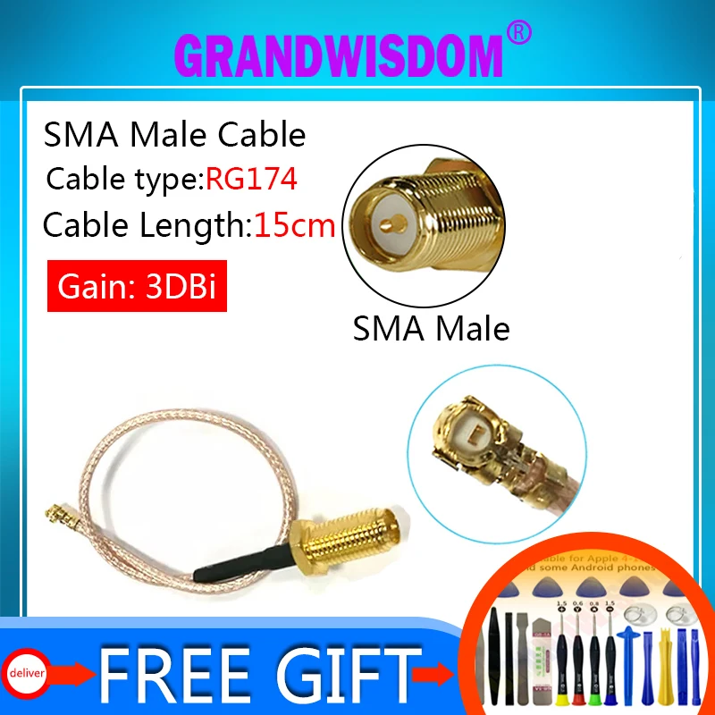 

Кабель-удлинитель grandwisdom со штекером 5p и штекером SMA 15 см
