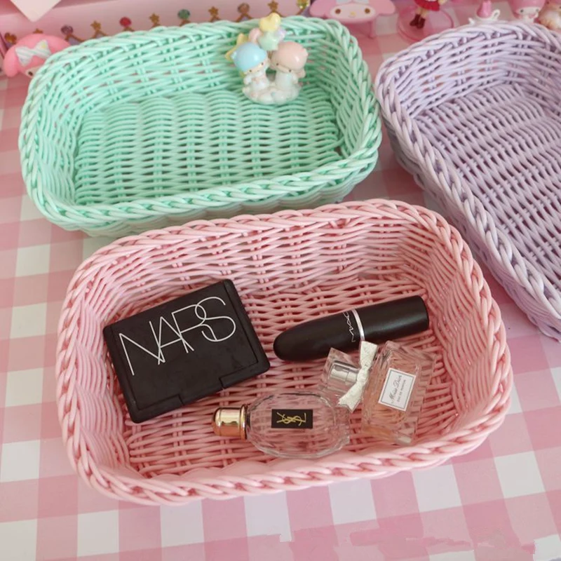 

Ice Cream Desk Organizer For Small Things Woven Basket Storage Items Photography Props Sundry Storage Organizer Colorful