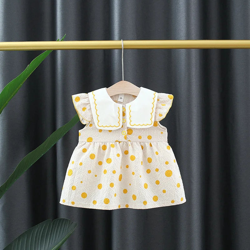 

Baby Clothes For Girls Infant Summer Casual Dress Toddler Polka Dot Flying Sleeve Princess Dresses Children Cute Sweet Clothing