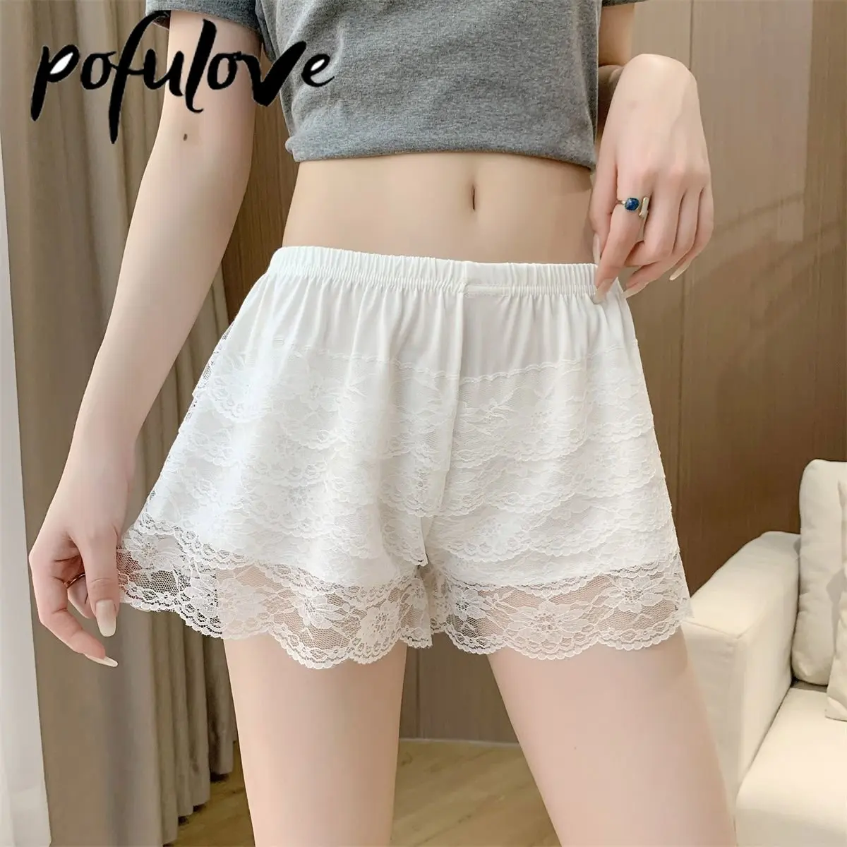 

Wearing A Bottomed Pants Skirt with Lace Lace and Thin Anti Glare Safety Pants Drop Shipping