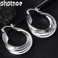 925 sterling silver 25mm four circles hoop earrings for women party engagement wedding birthday gift fashion jewelry