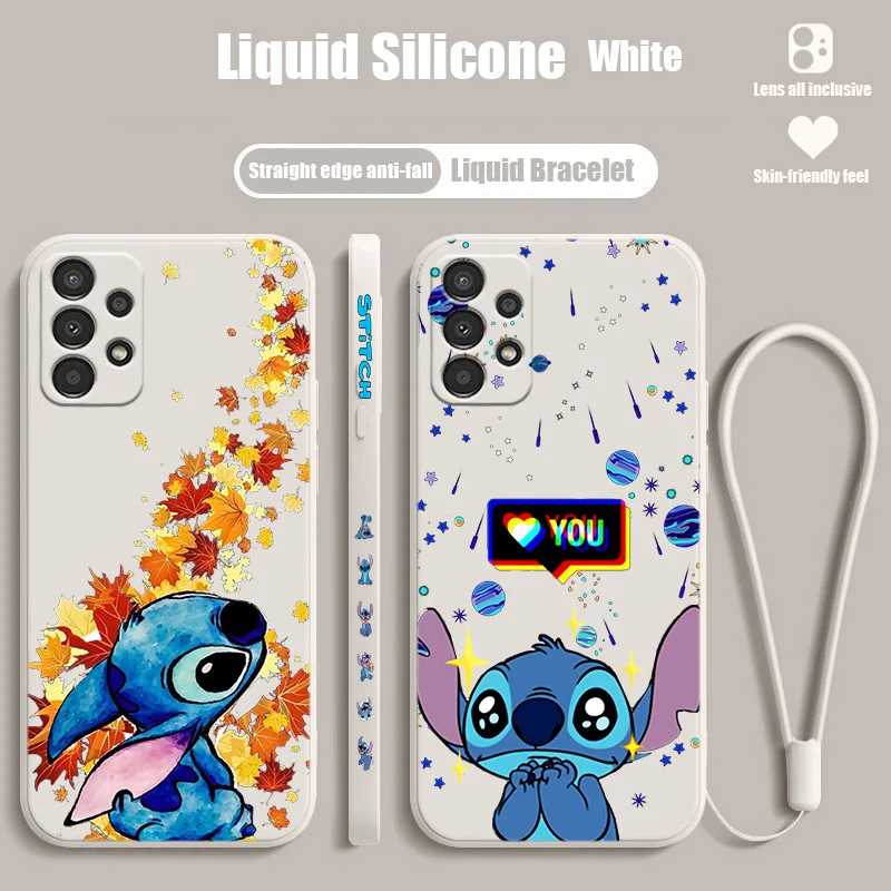 

Stitch Cute Anime Disney For Samsung A73 A72 A54 A53 A52 A42 A34 A33 A32 A23 A22 A14 A13 A12 Liquid Left Rope Phone Case