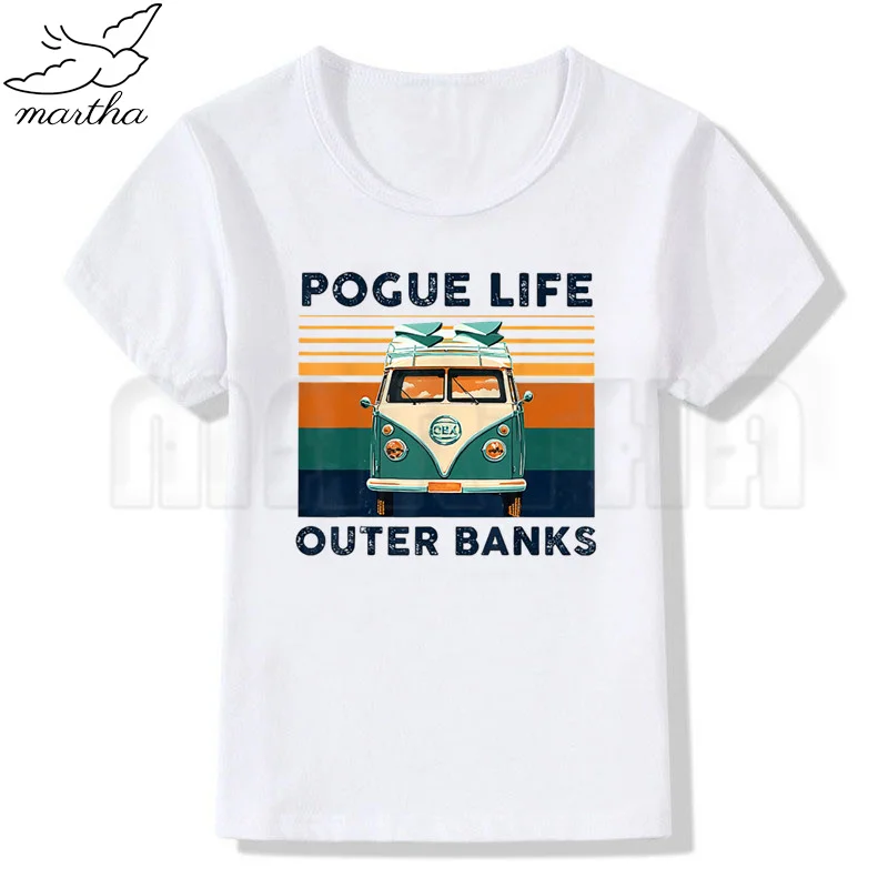 Pogue Life Outer Banks Kids Summer Girls & Boys Funny Tshirt Children Print White T-shirt Fashion Casual Baby Clothes