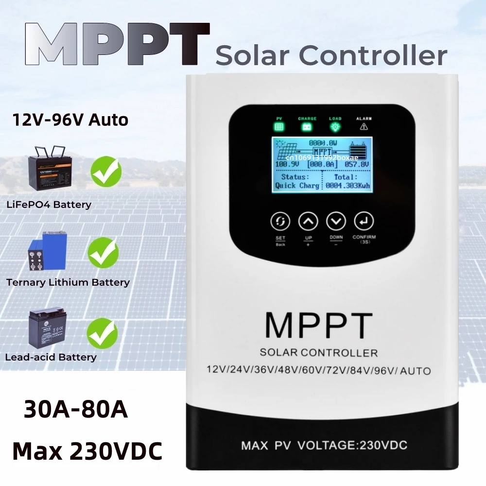 

40A 60A 80A MPPT Солнечный зарядный контроллер 180VDC 230VDC Регулятор солнечной системы для 12V 24V 36V 48V 60V 72V 84V 96V LiFePO4 / литий / свинцовая кислота / гелевые батареи