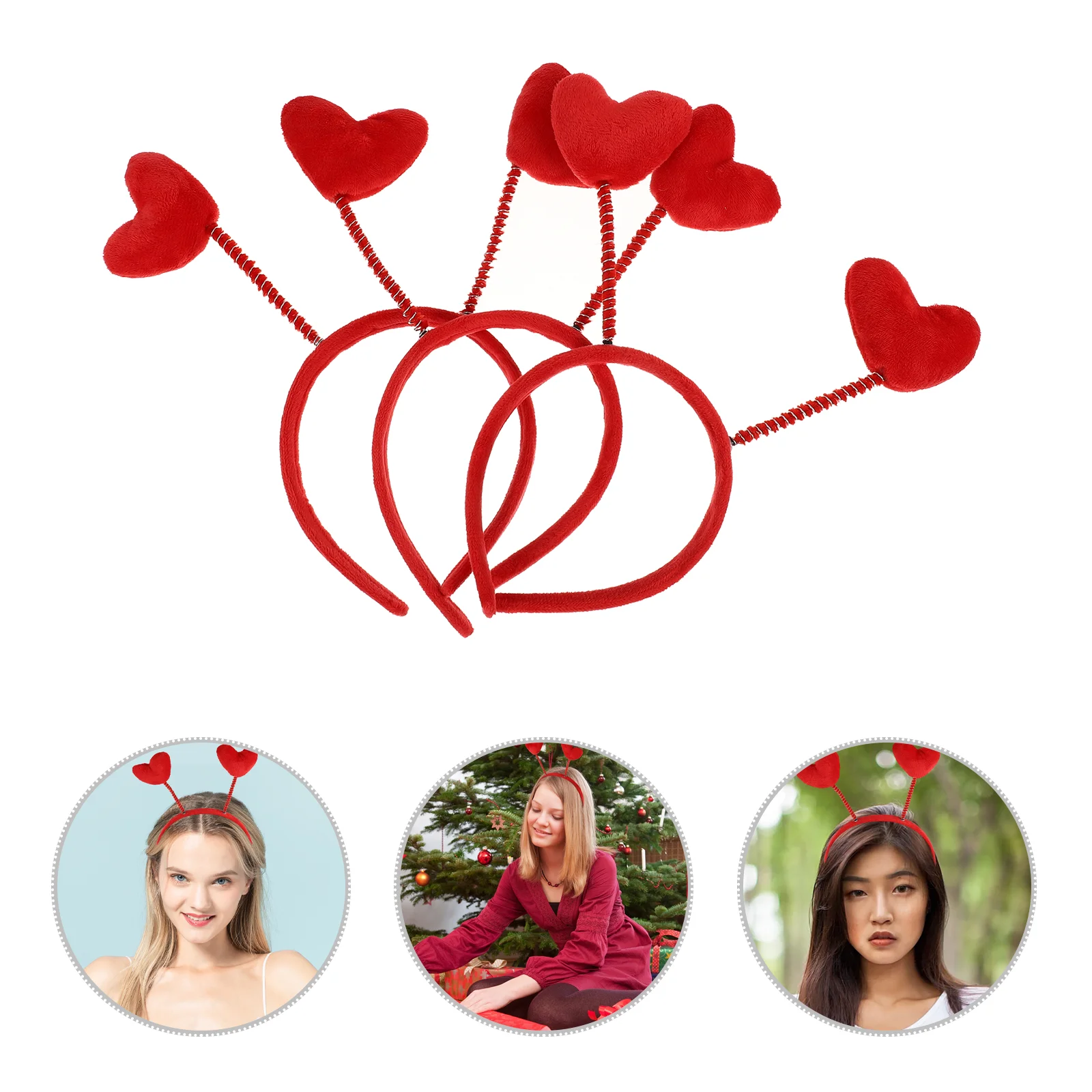 

3 Pcs Hair Bands Wedding Accessories Heart-shaped Hoop Girls Lovers Prom Headpiece