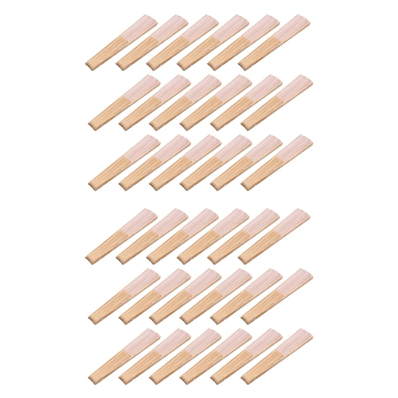 

36 Pieces White Handheld Fans Cloth Fans Bamboo Folding Fans for Wedding Decoration, Church Wedding Gifts, Party Favors
