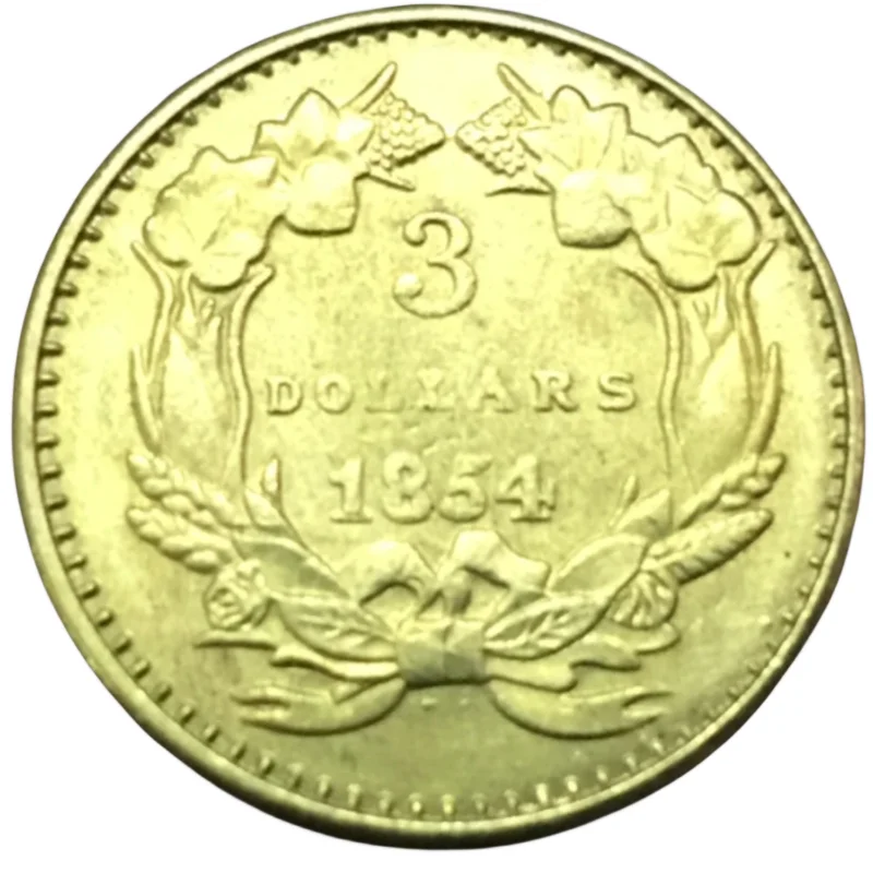 

1854 Золотая копия монеты на 3 доллара США