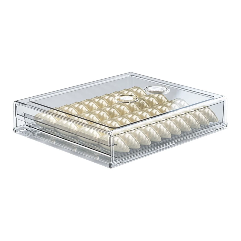 

2Piece Kitchen Food Fresh Stackable Organizer Timekeeping Freeze Storage Box Container With Lid