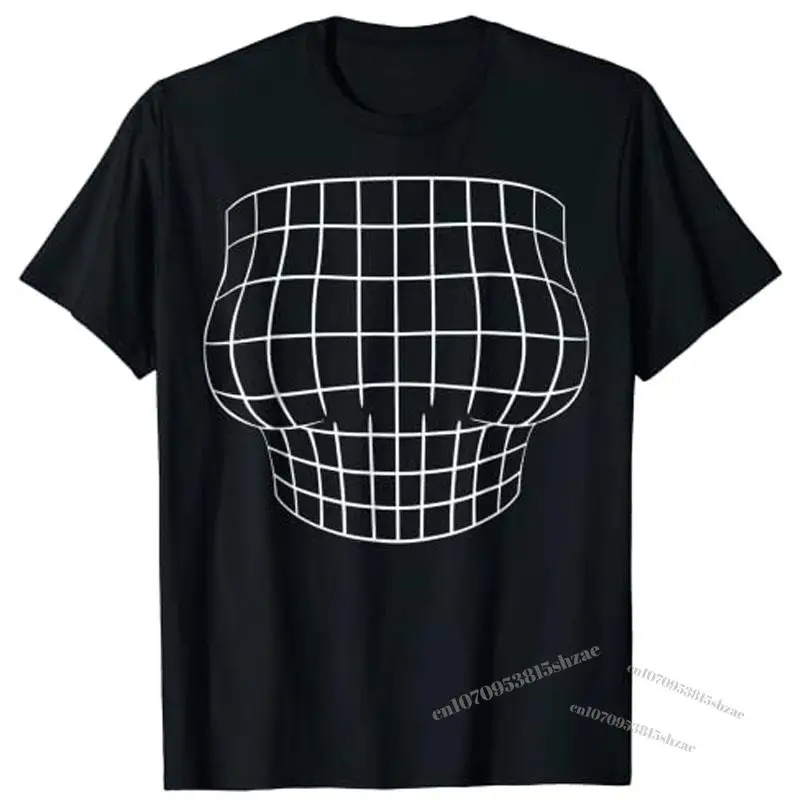 

Magnified Chest Optical Illusion Grid Big Boobs Bachelorette Women Funny T-Shirt Sexy Woman Tee Tops