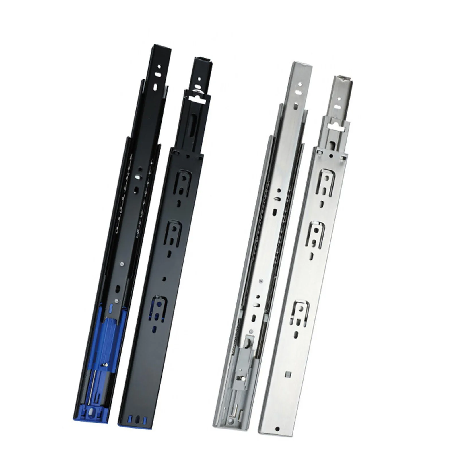 

2PCS 304 Stainless Steel Slides Three Section Drawer Track Damping Buffer Mute Slide Rail No Drilling Home Decorating Track