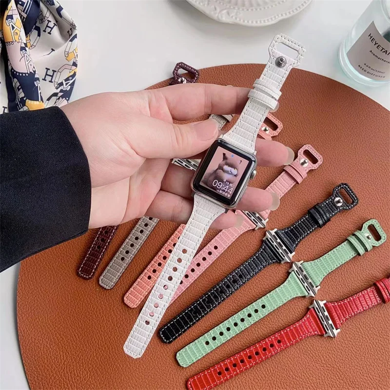 

Кожаный ремешок в стиле ретро для Apple Watch, деловой браслет для IWatch 8 7 6 SE 5 4 3, 42 мм 38 мм 44 40 мм 41 мм 45 мм 49 мм