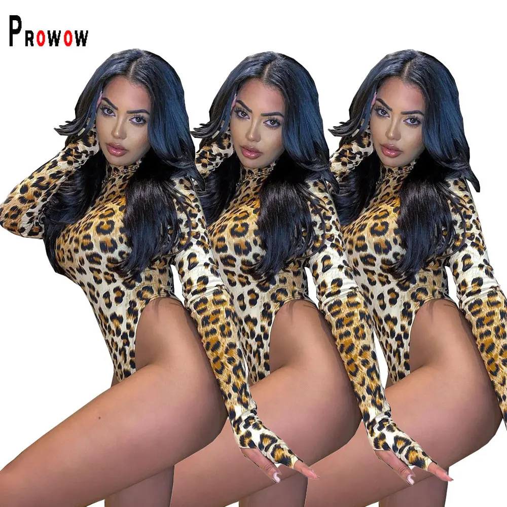 

Женское боди с леопардовым принтом, с длинным рукавом