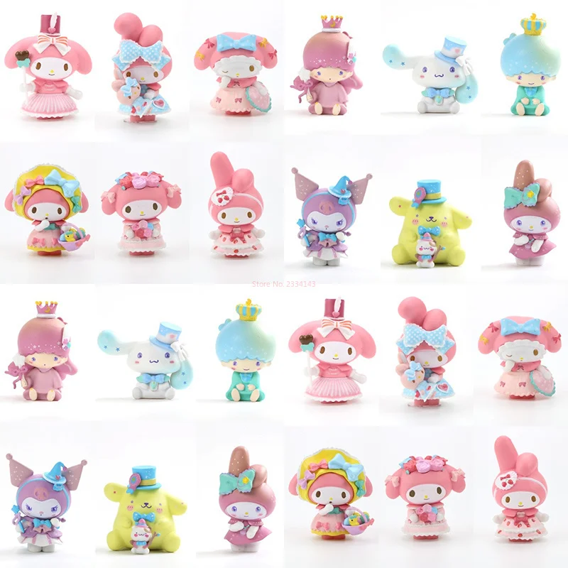 

6pcs/Set Anime Hello Kitty Kuromi My Melody Cinnamoroll Pvc Action Figures Model Doll Pendent Ornament Toys For Children Gifts