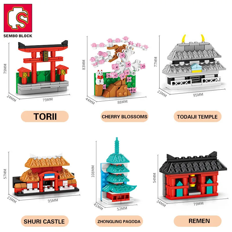 

SEMBO BLOCK Japan Architecture Fridge Magnets Bricks Building Blocks DIY Display Collectible Idea Gifts Toys Young Child Adults