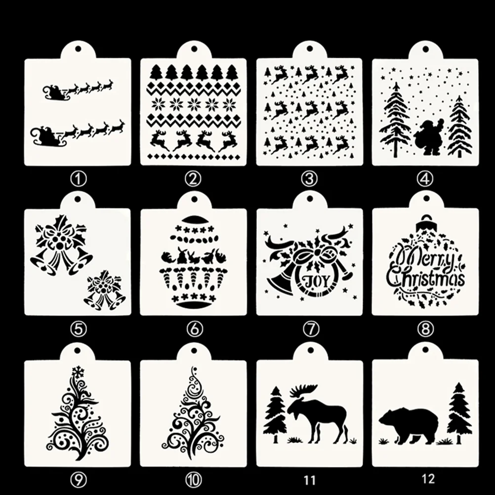 

12 Christmas Cake Cake Template DIY Cake Elk Printing Cake Template for Store Manual Room Home