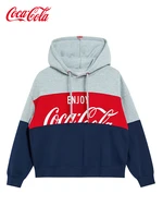 coca cola fasion girl luxury official sweater spring new hooded half logo design trend stitching top