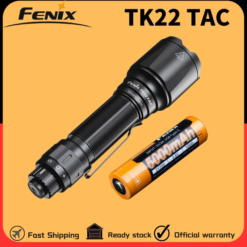 Военный Тактический фонарик Fenix TK22 TAC, 21700 люмен, перезаряжаемый, с батареей 5000 мАч, тройной фонарь для самообороны
