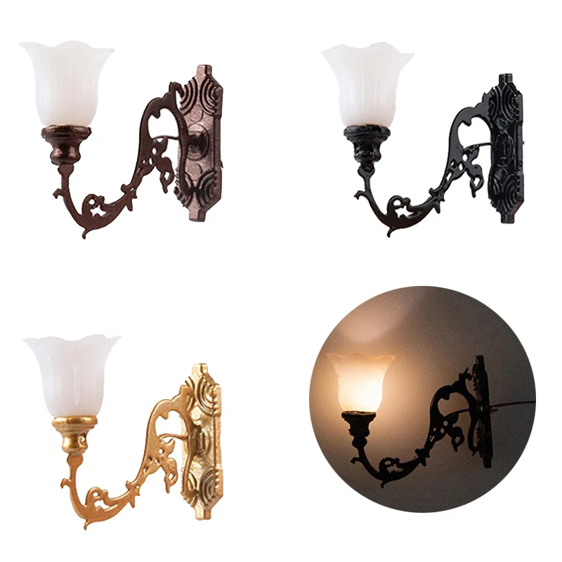 

Настенная лампа для кукольного домика, аксессуары для кукольного домика, микроландшафтная декоративная лампа, настольная модель с светиль...