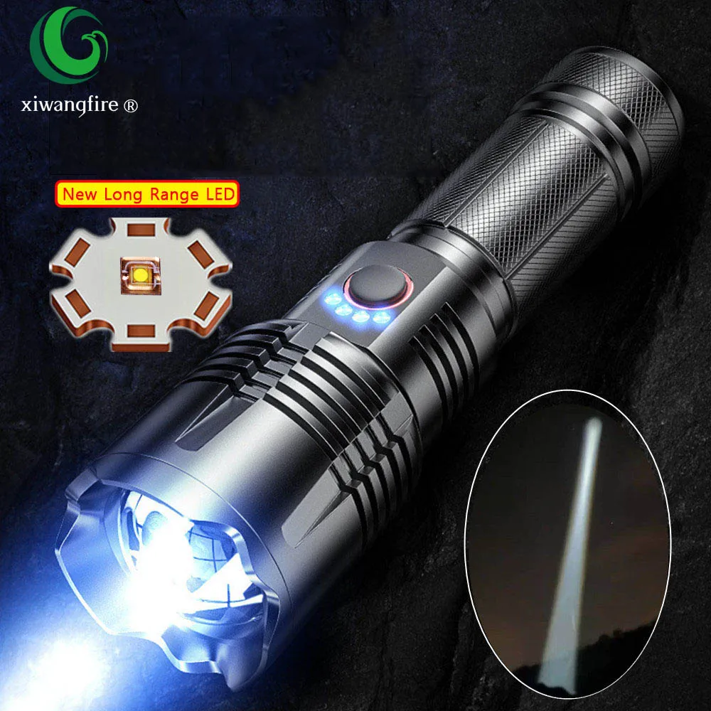 

XHP70 Self Defense Power Flashlight Aluminum Camping Rechargeable Lamp Electric Teaser Personal Defense Lantern LED Work Light