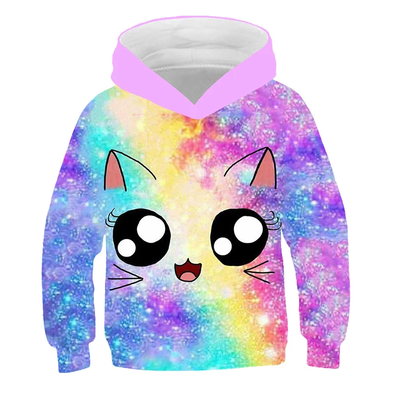 Новинка 2022 милые толстовки с котом для девочек-подростков Детская толстовка 3D
