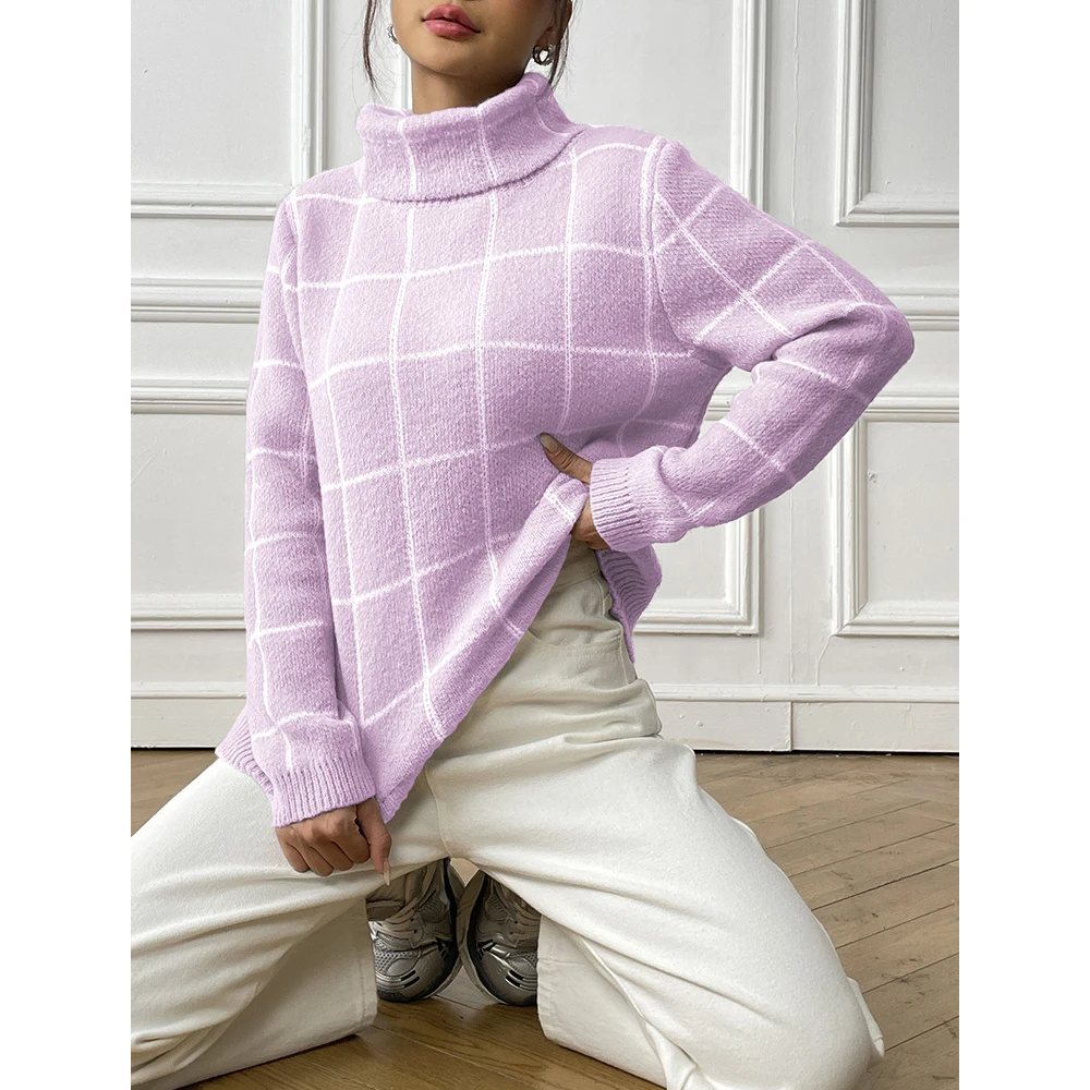 Mia Muse женский свитер осень-зима французская мода удобный клетчатый повседневный