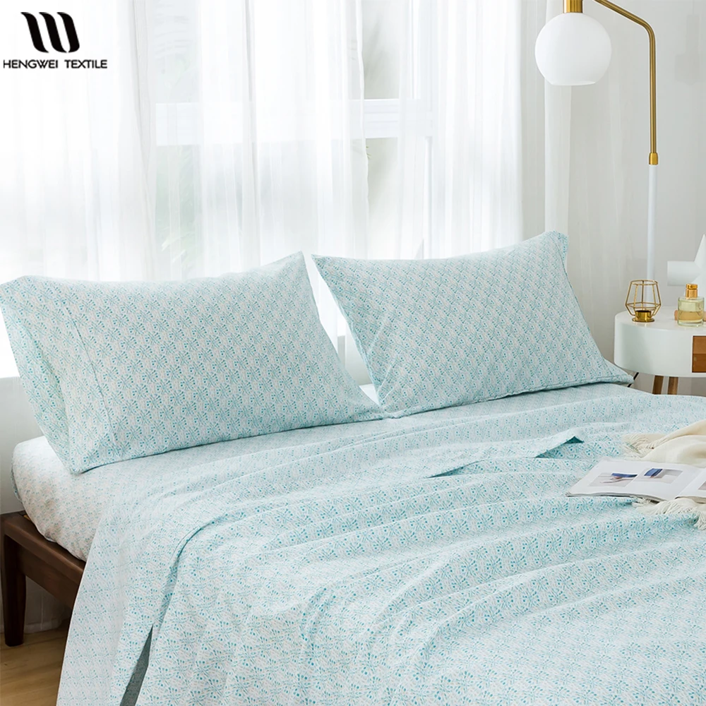 Комплект постельного белья HENGWEI наволочка 4 предмета с синим цветочным принтом
