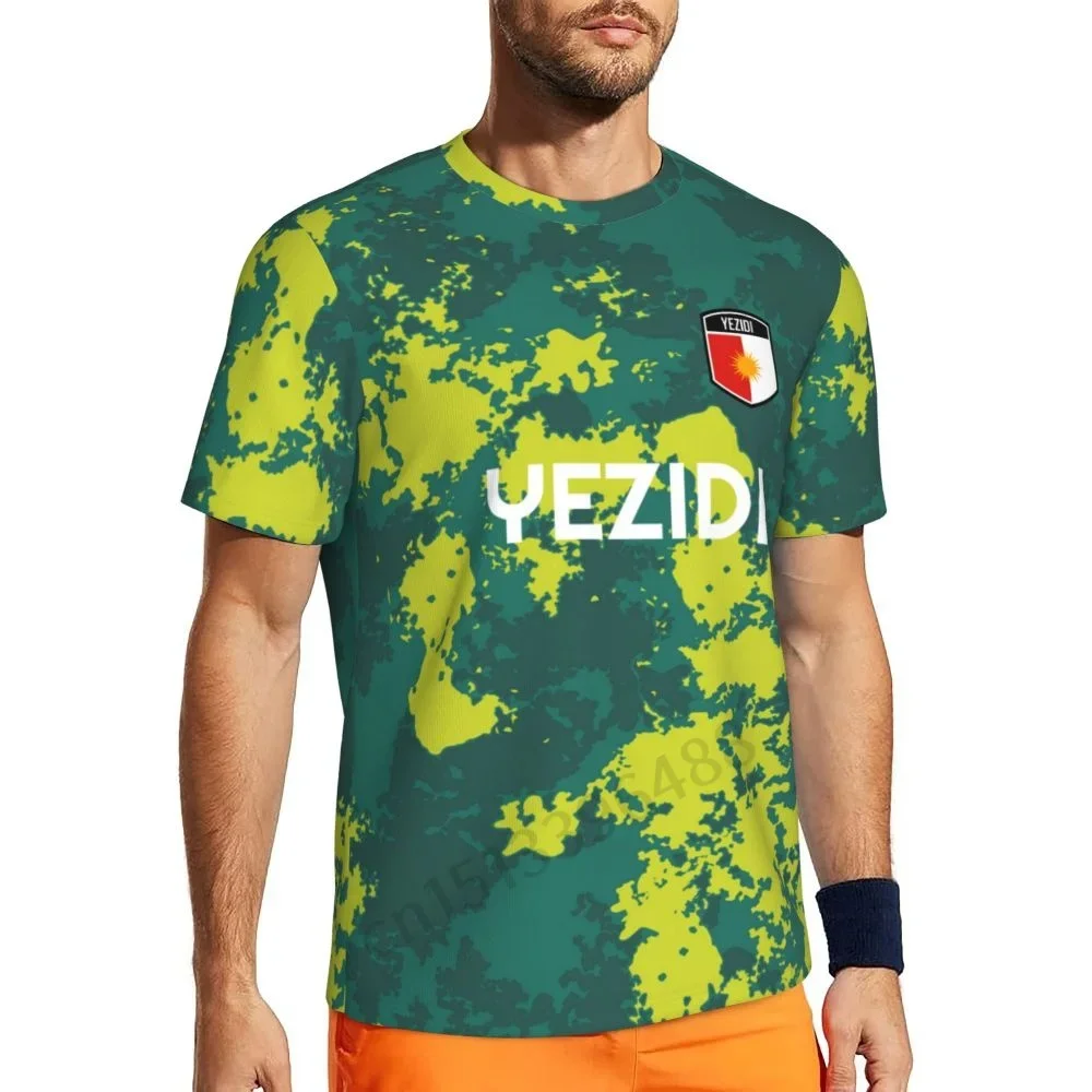 YEZIDI Футболка с 3D принтом флага Мужская летняя сетчатая футболка короткими