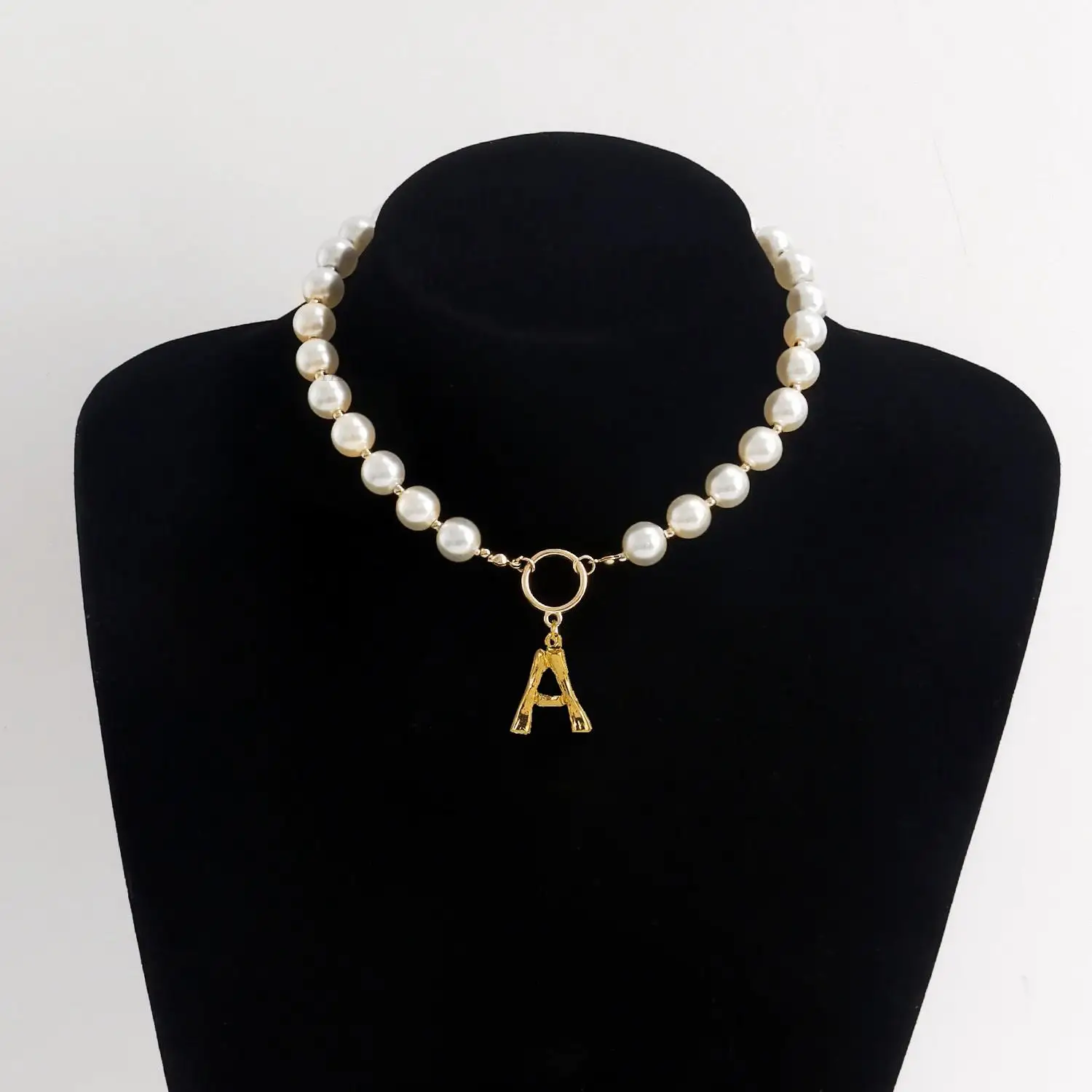

Pearl Necklace A B C D E F G H I J K L M N O P Q R S T U V W X Y Z Bamboo English Alphabet Initial Letter Necklaces For Women