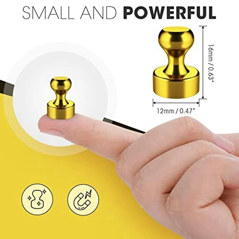 24 упаковки магнитов для белой доски и магнитных булавок кухни школы (золото)