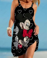 2022 disney sexy womens skirts solid color ladies casual elegant large one piece slings mickey minnie beach dress