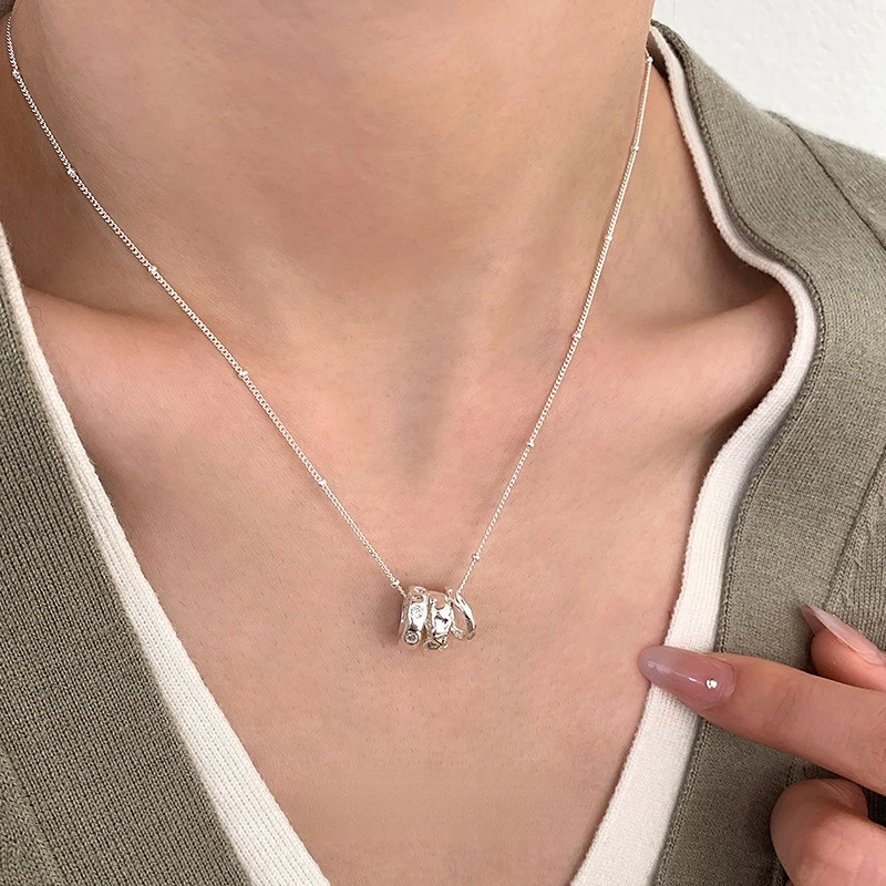 Draweye Simple Circle Necklaces for Women Metal Korean Fashion Simple Vintage Jewelry Elegant Basic Collares Para Mujer