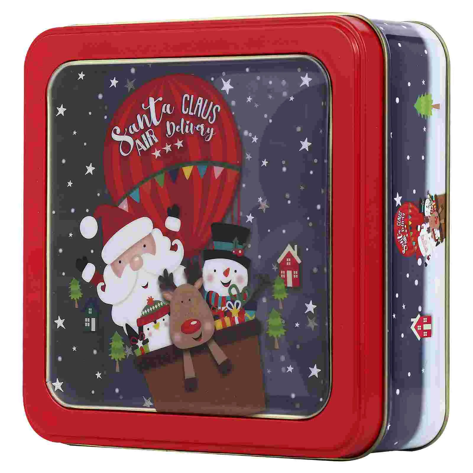 

Christmas Box Tin Candy Tins Cookie Boxes Decorative Emptystorage Gift Holiday Metaltinplate Container Decor Decorations Claus