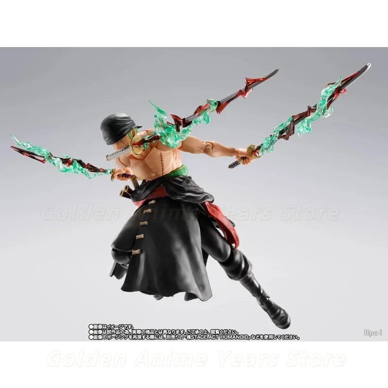 Фото Бандай S.H.Figuarts Ророноа Зоро King of Hell Tamashii Web Limited, 3 лица, меч Хаки, эффект зеленого пламени, бонус: лицо Луффи Gear5 №4