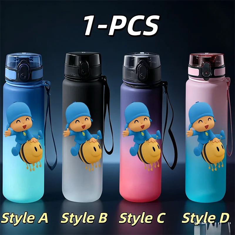 Милая детская бутылка для воды Pocoyo с мультяшным дизайном, 650 мл, без BPA, герметичная, с откидной крышкой, градиентная матовая спортивная кружка с ремешком (art.: 3920dc089e4ec) - 3920dc089e4ec