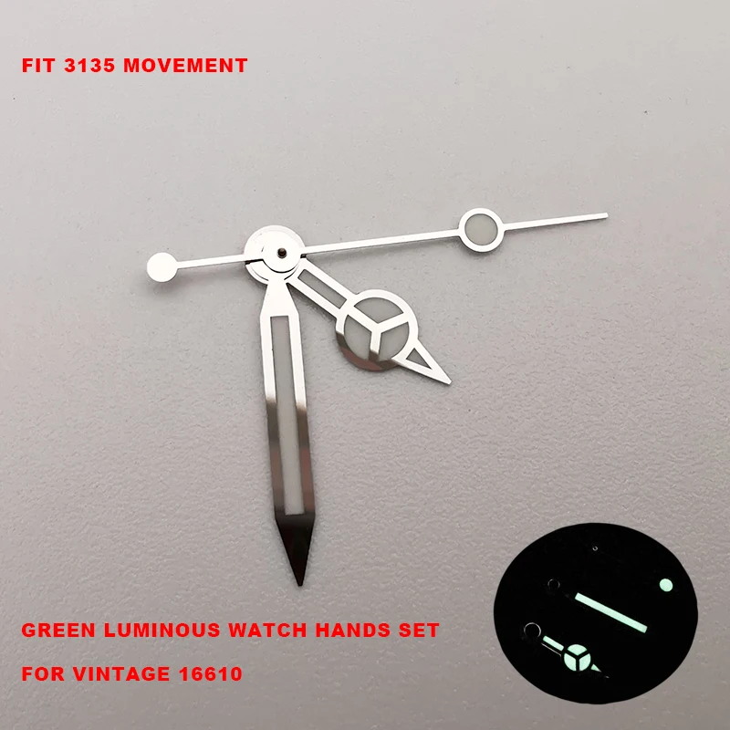 Высококачественный набор зеленых светящихся стрелок для винтажного подводника