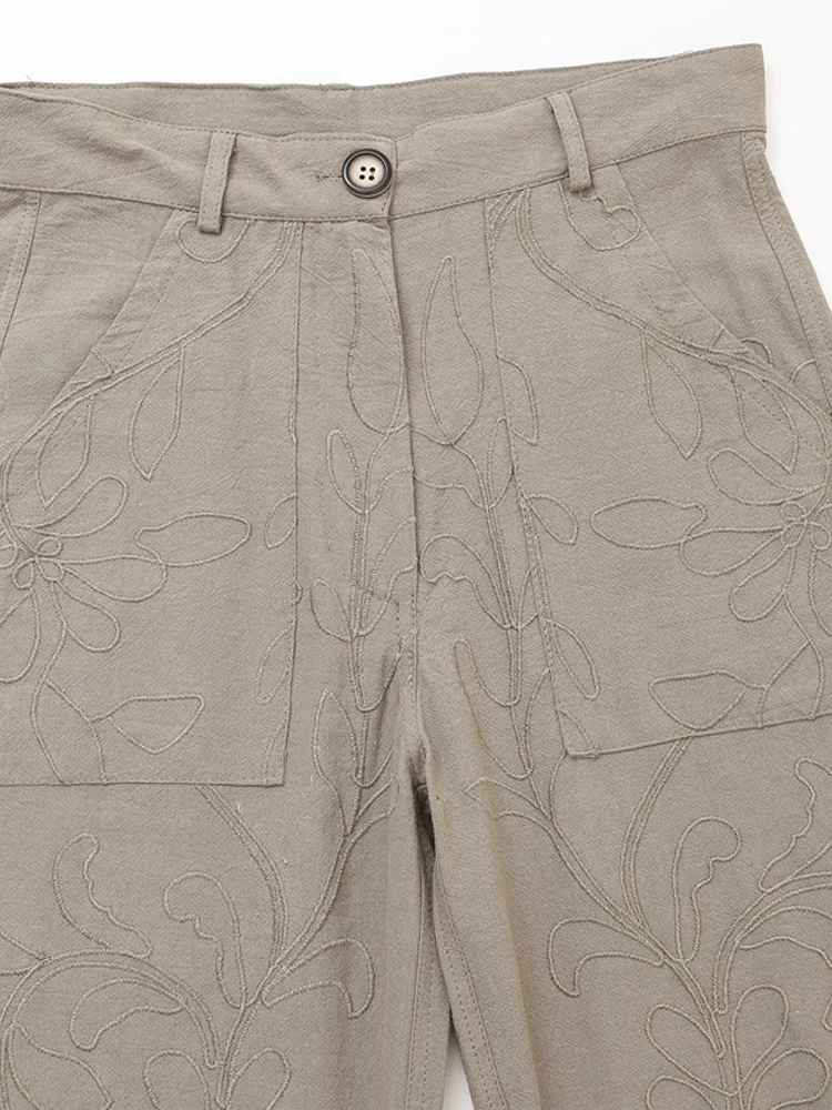 Брюки KAOPU ZA женские с передними карманами и вышивкой винтажные брюки со средней