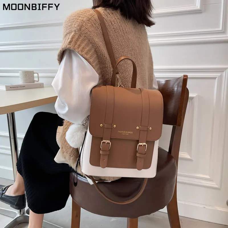

New Women Backpacks High Quality Leather Travel Backpack Designer Sac A Dos Small School Bags for Teenage Girls Female Back Pack