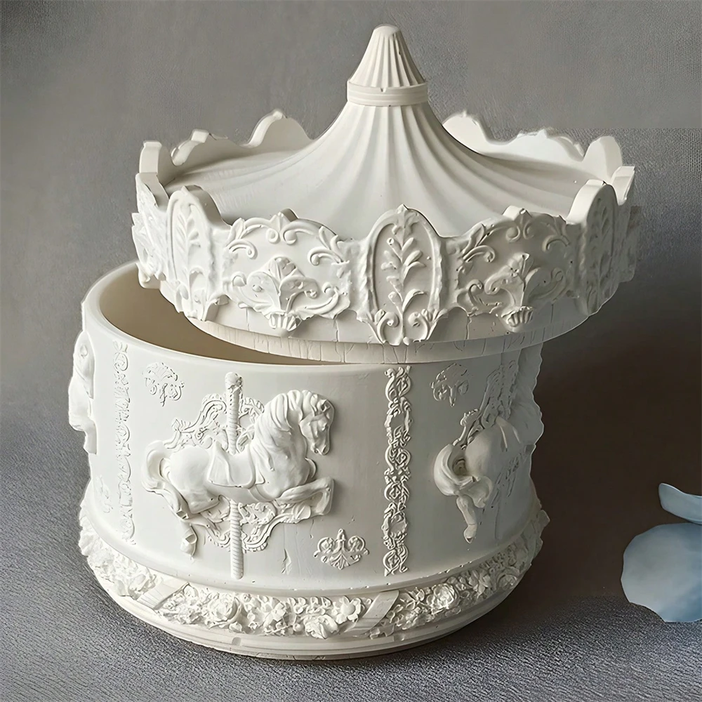 1 шт. силиконовая форма в виде карусели для свечей и крышек