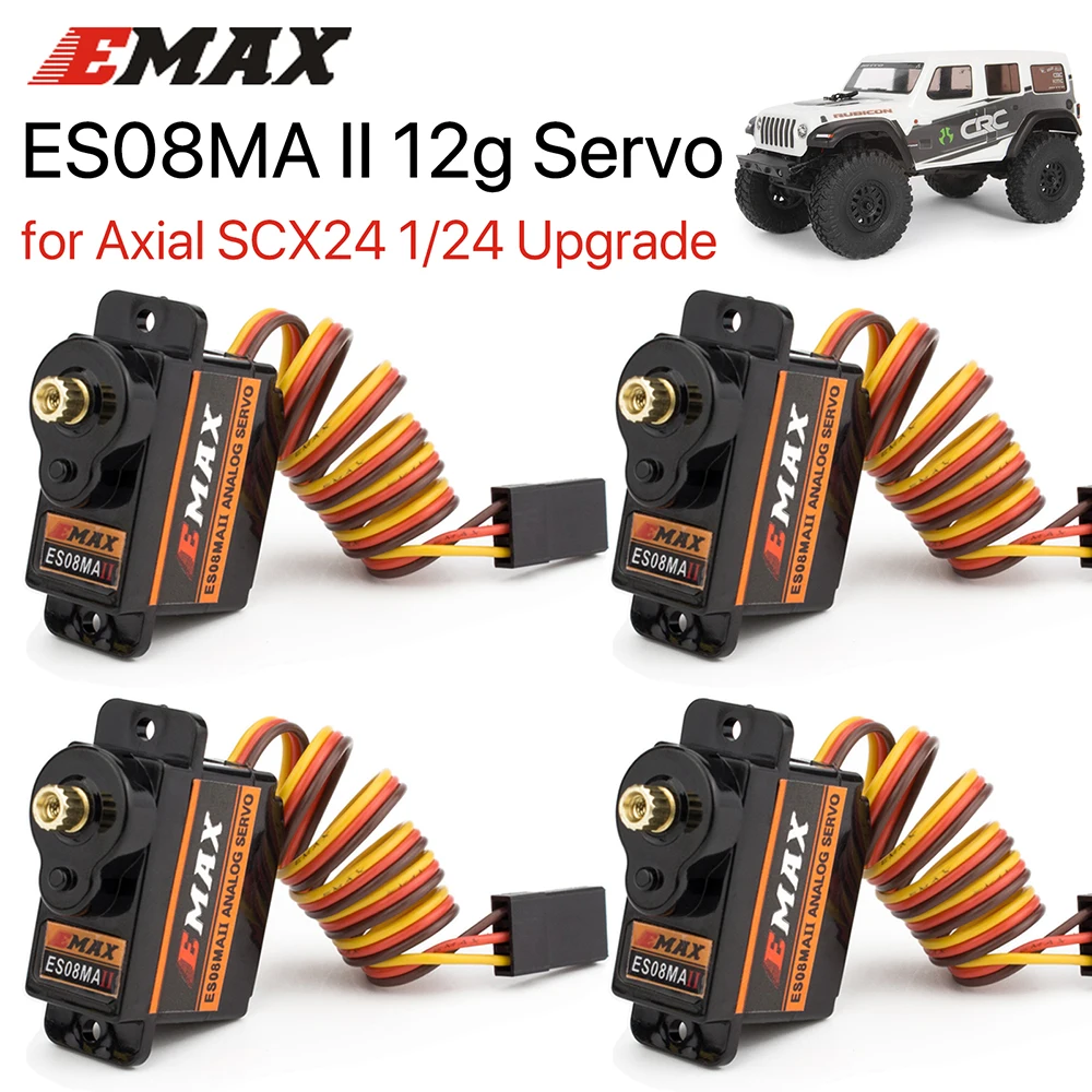 

RC 1/2/4Pcs Emax ES08MA II Servo Motor SCX24 Servo 12g 15T Mini Metal Gear Analog Servo for RC Car Axial SCX24 Upgrades Part