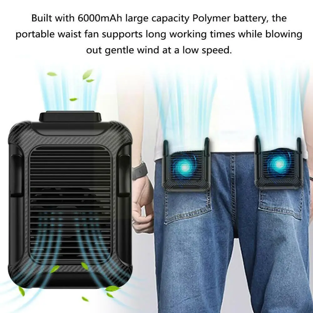 

Wireless Waist Mounted Fan With USB Rechargeable Battery Fan Hanging Newest Clip Waist Personal Portable Waist On Hanging M E0Z6