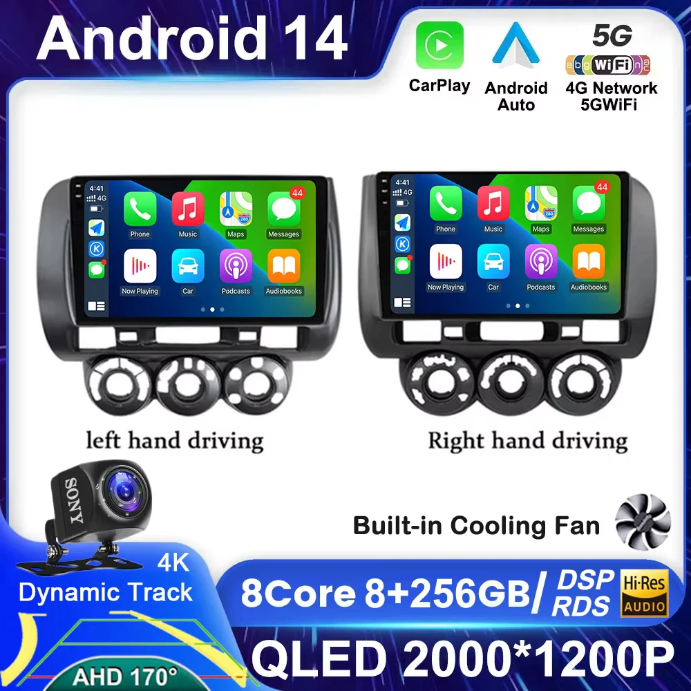 Android 14 для Honda Fit Jazz City 2002 2003 2004 2005 2006 2007 Автомобильный стерео радио мультимедийный