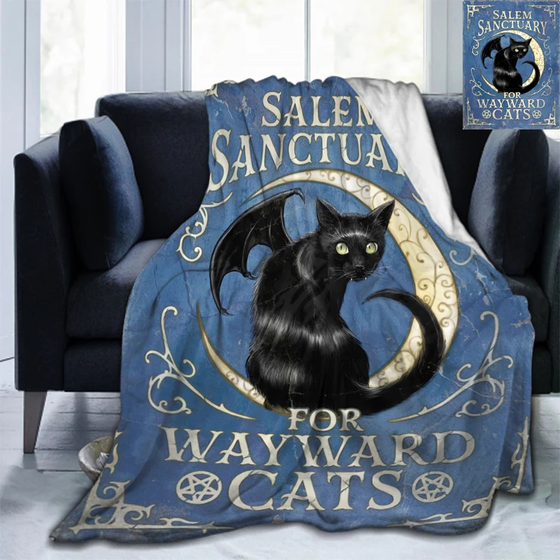 

Мягкое одеяло с изображением сатаны кошки, черепа для девочки, всесезонное легкое теплое Фланелевое покрывало для дивана, кровати, кушетки, домашний декор, подарок на Хэллоуин