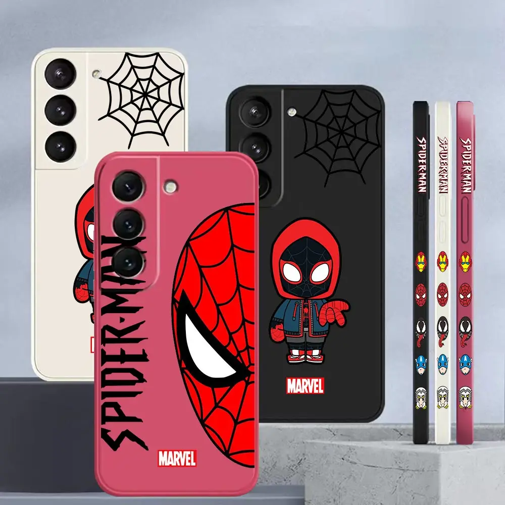 

Marvel Avengers Spider-Man Cartoon Case For Samsung Galaxy S23 S22 S21 S20 FE Ultra S10 S10E S9 Lite Plus Liquid Left Rope Cover