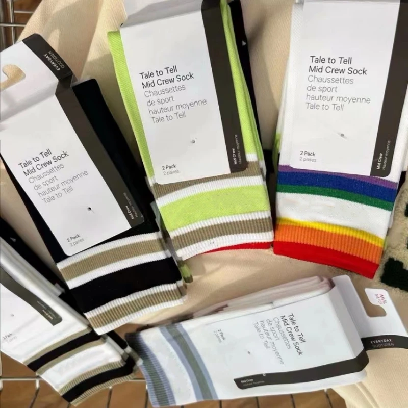 NWT Luluwomen Tale to Tell Mid Crew Sock A Set of Two Pairs Women's Yoga Socks Quick Dry Breathable Sports Fitness Running Socks