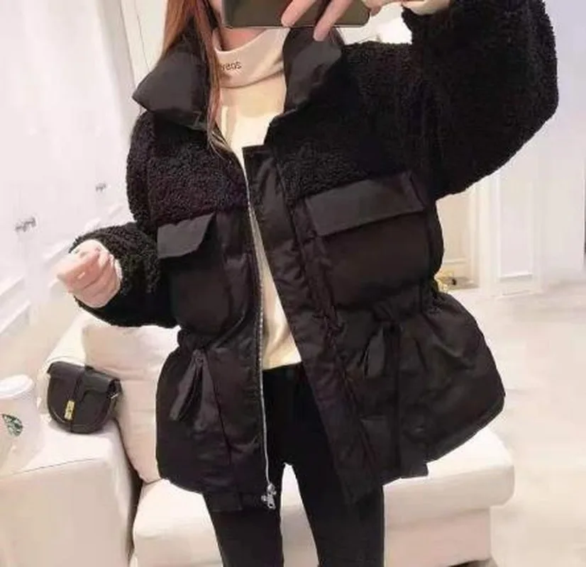 High Street Down Jacket 2023 New Autumn and Winter Ladies Fashion Parka Coat Warm Stand-up Collar Waist Long Sleeve Women Coat