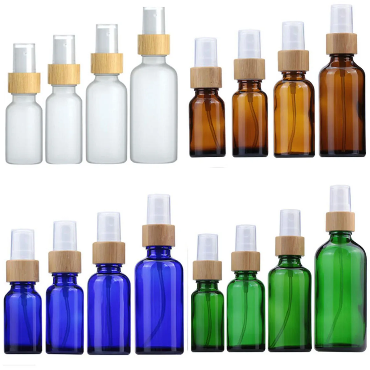 30Pcs/Lot 30ml Frosted Glass bottles with Bamboo Serum Pump Cap Refillable Thick Metal Glass Cream Vials Home DIY Toll